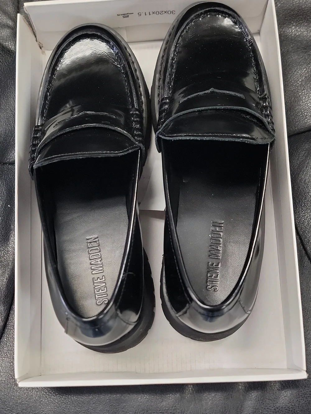 Steve Madden Black Patent Leather Penny Loafers